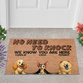 Personalized No Need To Knock Doormat - Up to 6 Pets - Decorative Mat - Custom Doormat V2